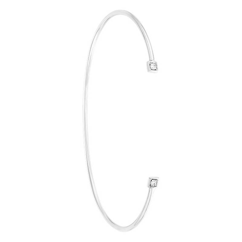Open Square Motif White Gold 375 or 750 Bangle Bracelet & Diamonds 0.08 ct - Rosatella