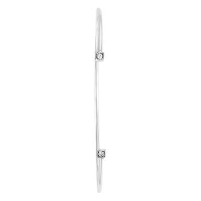 Bracelet Jonc Motif Carré, Or Blanc 375 ou 750 & Diamants 0,08 ct - Rosatella