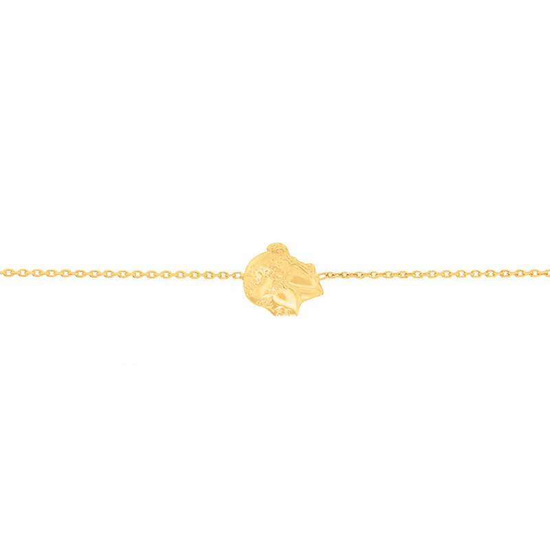 Yellow Gold 375 or 750 Corsican Moorish Head Bracelet, Length 18 cm - Rosatella