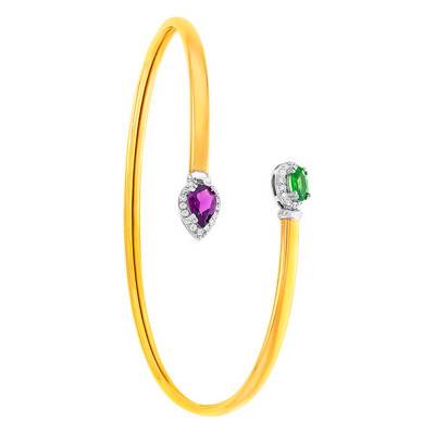 Bracelet Flexible, Or Jaune 375 ou 750 Diamants, Rhodolite & Tsavorite - Rosatella