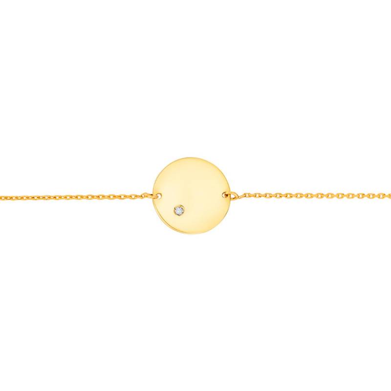 Yellow Gold 375 or 750 Coin Medal Bracelet & Diamond 0,011 ct, Length 18 cm - Rosatella