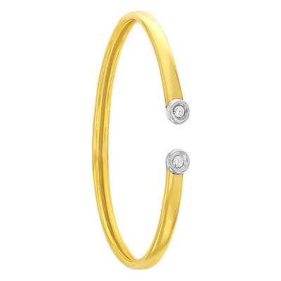 Bracelet flexible 2 Ors 750 & diamants 0,12 ct, Largeur 5,00 mm - Rosatella
