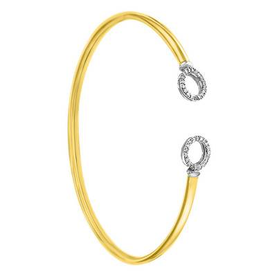 Bracelet Flixo rondelles 2 Ors 375 & diamants, Largeur 5,00 mm - Rosatella