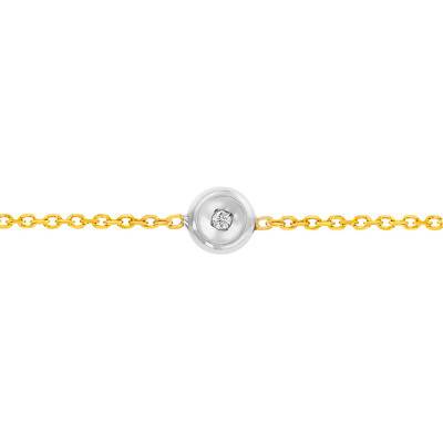 Two-Tone 375 Gold & Diamond Bracelet, 14 cm to 18 cm - Rosatella
