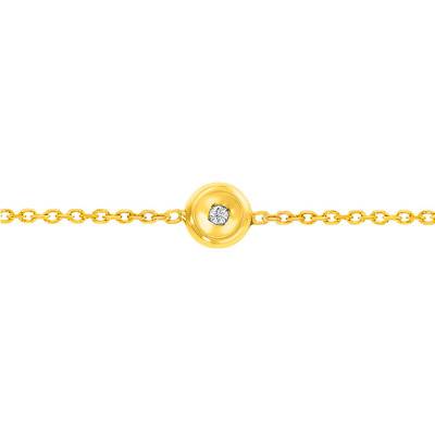 9K Yellow Gold & Diamond Bracelet, Length 14 cm to 18 cm - Rosatella