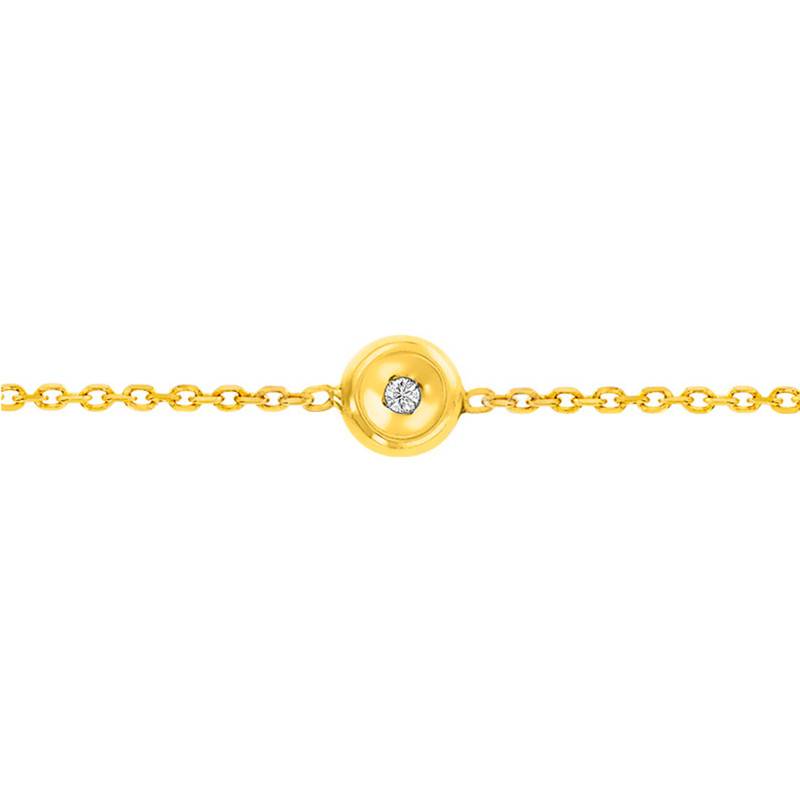 9K Yellow Gold & Diamond Bracelet, Length 14 cm to 18 cm - Rosatella