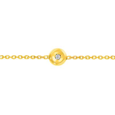 Bracelet Or Jaune 375 & diamant 0,025ct, Longueur de 14 à 18 cm - Rosatella