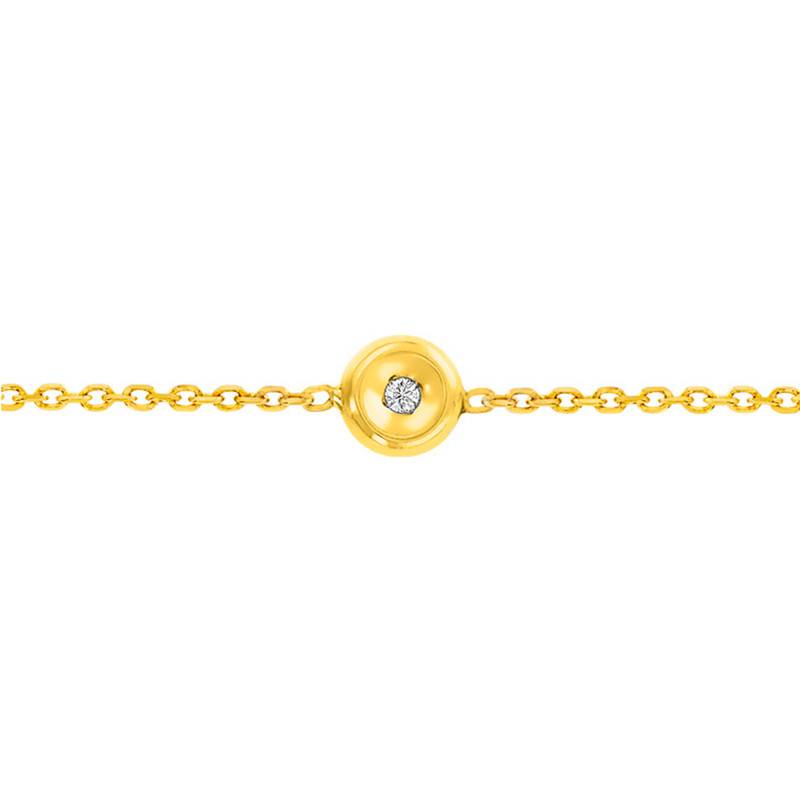 9K Yellow Gold & 0,025 ct Diamond Bracelet, Length 14 cm to 18 cm - Rosatella