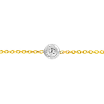 Two-Tone 375 Gold & Diamond 0.025ct Bracelet, Length 14 cm to 18 cm - Rosatella