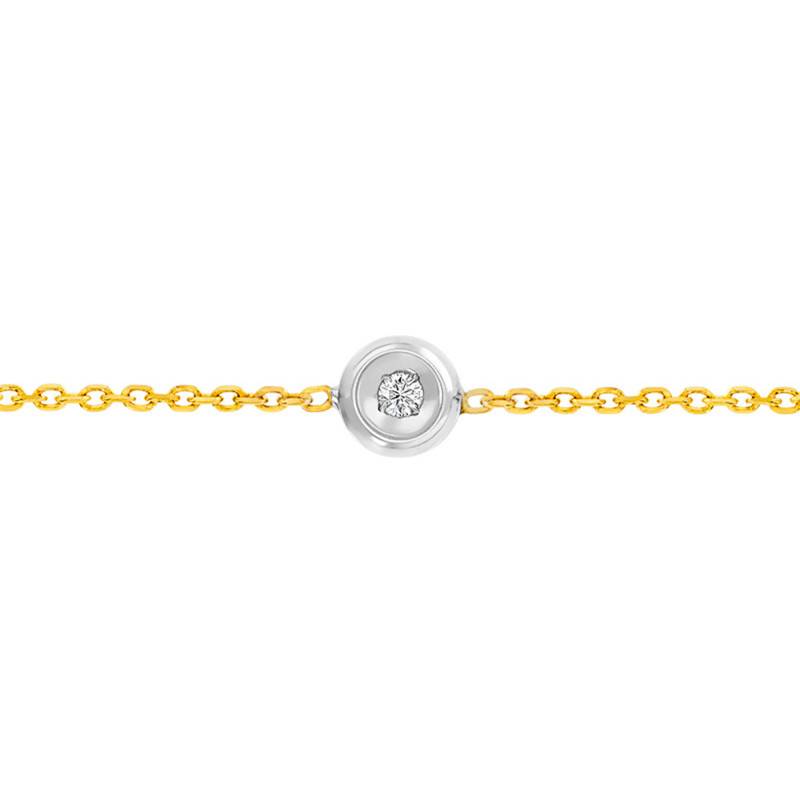 Two-Tone 375 Gold & Diamond 0.025ct Bracelet, Length 14 cm to 18 cm - Rosatella