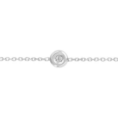 Bracelet Or Blanc 375 & diamant 0,025ct, Longueur de 14 à 18 cm - Rosatella