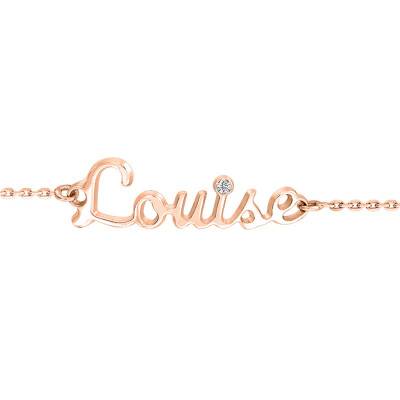 Bracelet Prénom Or Rose 750 & Diamant, Longueur de 15 à 19 cm - Rosatella