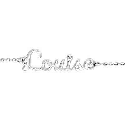 Bracelet Prénom Or Blanc 750 & Diamant, Longueur de 15 à 19 cm - Rosatella