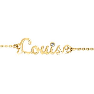 375 Yellow Gold & Diamond Name Bracelet, 15 cm to 19 cm Length - Rosatella