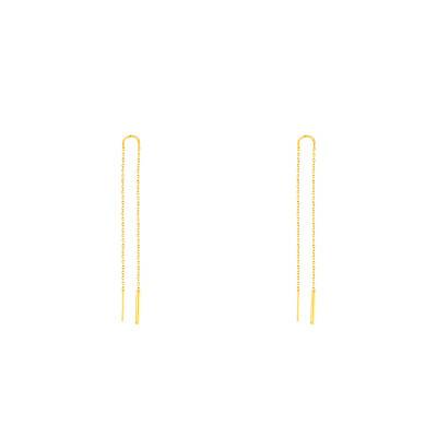 Boucles d'oreilles pendantes traversantes chaîne boule et tube Or Jaune 375 - Scarlett or Scarlett