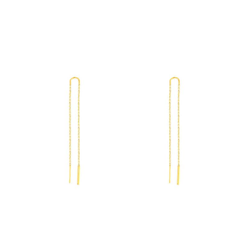 375/1000 Yellow Gold Drop Threader Earrings - Maison Ballet by Scarlett