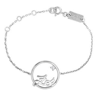 Bracelet prénom personnalisé 18 mm Or Blanc 375, Longueur 13 ou 18 cm ajustable - Scarlett or Scarlett