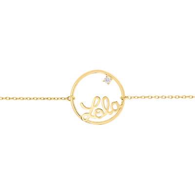 Bracelet prénom personnalisé 15 mm, Or Jaune 375, Longueur 13 ou 18 cm ajustable - Scarlett or Scarlett