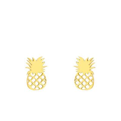 Boucles d'oreilles fantaisie ananas, Or Jaune 375 - Scarlett or Scarlett