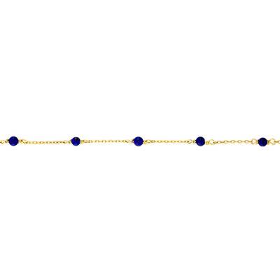 Bracelet Or Jaune 375 9 pierres lapis lazuli, Longueur 17,5 à 18 cm - Scarlett or Scarlett