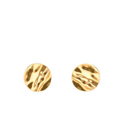 Round Crinkled 375/1000 Yellow Gold Stud Earrings - Maison Ballet by Scarlett