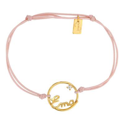 Bracelet prénom personnalisé, cordon & Or Jaune 375, Longueur ajustable - Scarlett or Scarlett