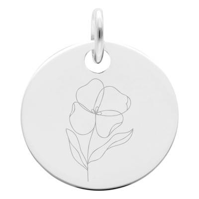 Médaille Fleur Coquelicot en Argent 925, Diamètre 19 mm - Lumiosa