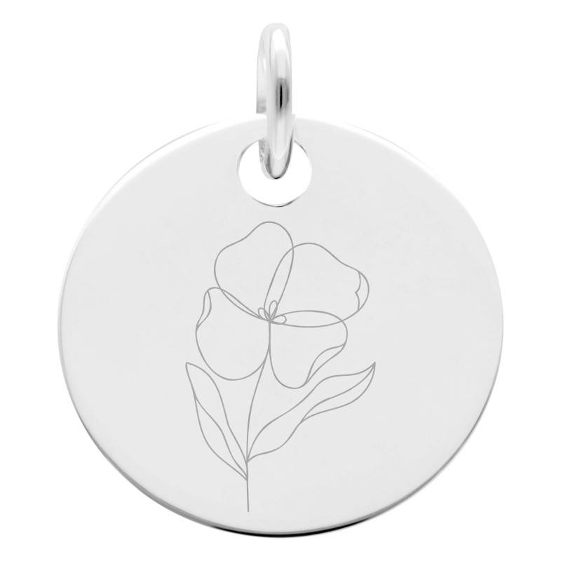 925 Silver Poppy Flower Medal, 19 mm Diameter - Lumiosa