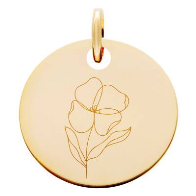 Yellow Gold-Plated Poppy Flower Medal, 19 mm Diameter - Lumiosa