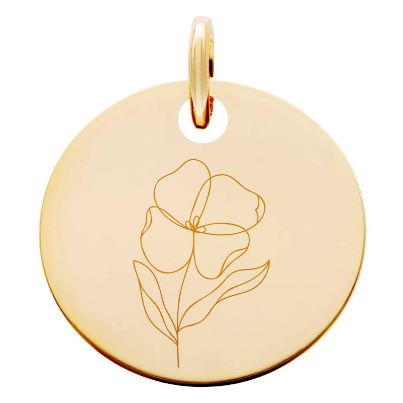 Yellow Gold-Plated Poppy Flower Medal, 19 mm Diameter - Lumiosa