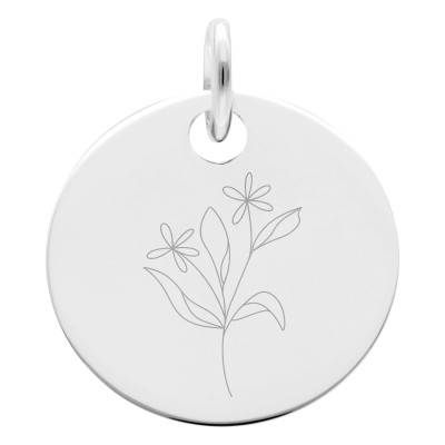 Médaille Fleurs Champêtres en Argent 925, Diamètre 19 mm - Lumiosa