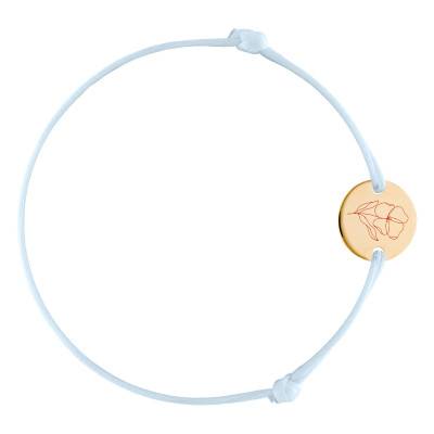 Bracelet Cordon Médaille Fleur Coquelicot en Plaqué Or Jaune, Longueur Ajustable - Lumiosa
