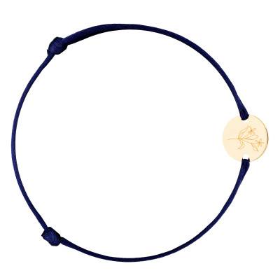 Yellow Gold-Plated Wildflowers Medal Cord Bracelet, Adjustable Length - Lumiosa