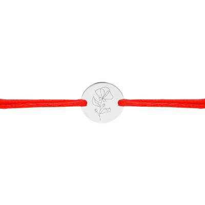 Bracelet Cordon Médaille Fleur Violette en Argent 925, Longueur Ajustable - Lumiosa