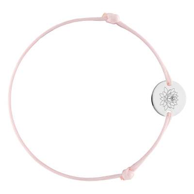 Bracelet Cordon Médaille Fleur de Lotus en Argent 925, Longueur Ajustable - Lumiosa