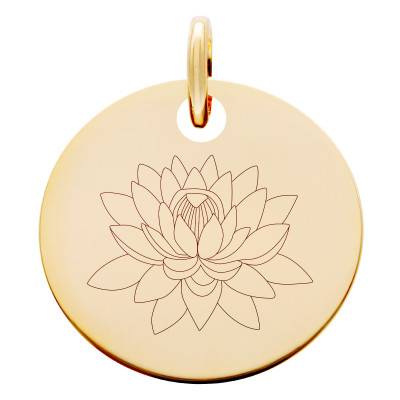 Médaille Fleur de Lotus en Plaqué Or Jaune, Diamètre 19 mm - Lumiosa