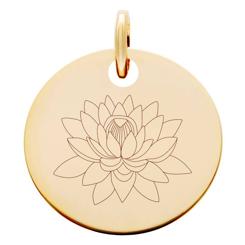 Yellow Gold-Plated Lotus Flower Medal, 19 mm Diameter - Lumiosa