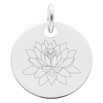 Médaille Fleur de Lotus en Argent 925, Diamètre 19 mm - Lumiosa