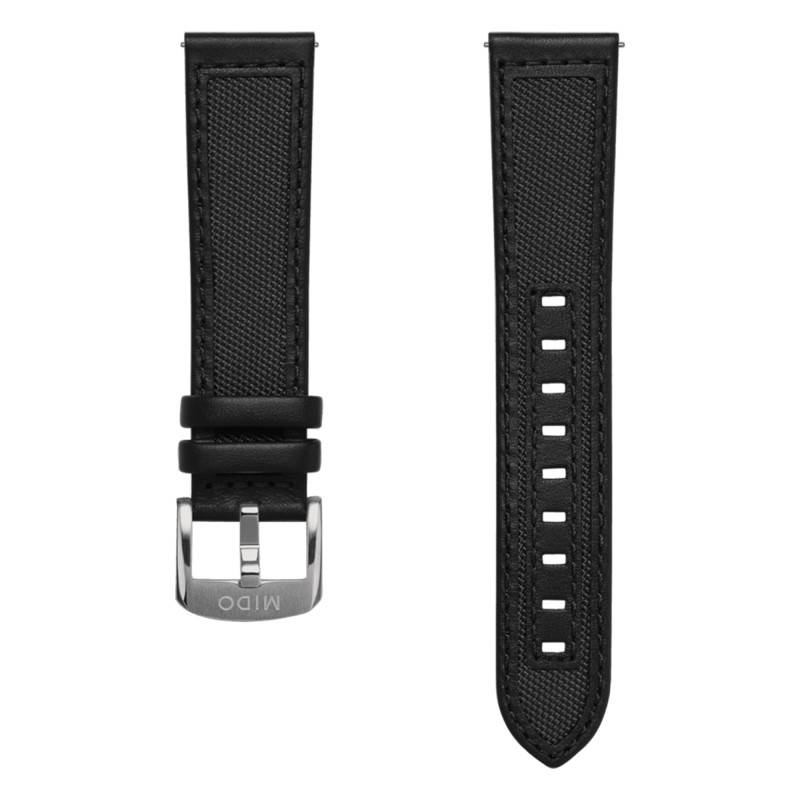 Ocean Star 39 Black Textile & Leather Watch Strap 20 mm - Mido