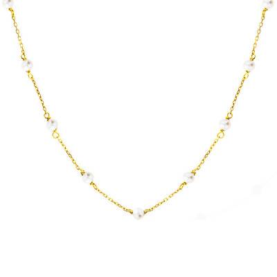 375/1000 Yellow Gold & Gold Bead Necklace, 43 cm Length - Maison Ballet by Scarlett
