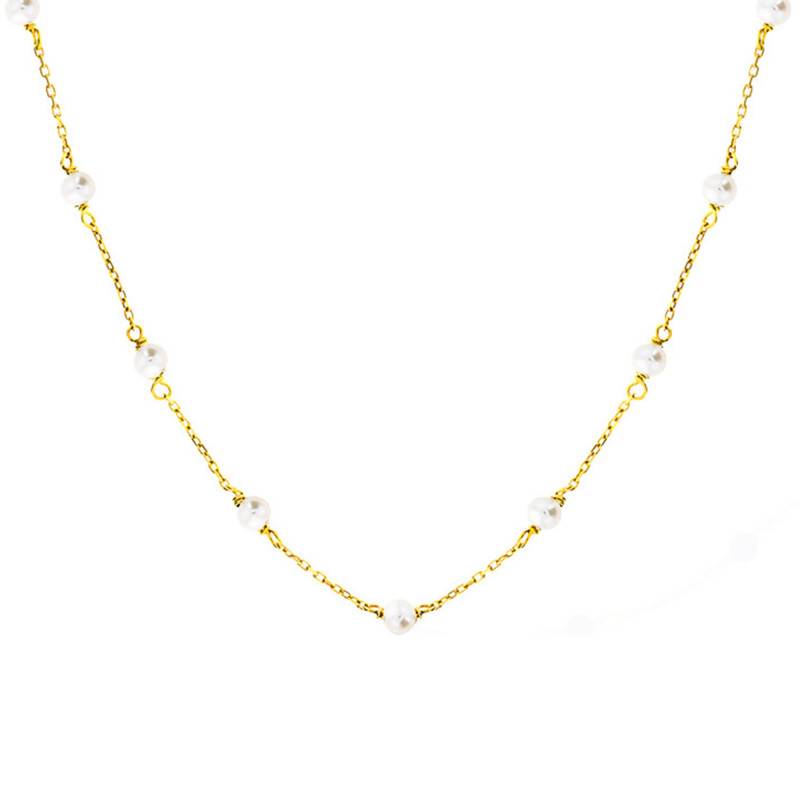 375/1000 Yellow Gold & Gold Bead Necklace, 43 cm Length - Maison Ballet by Scarlett