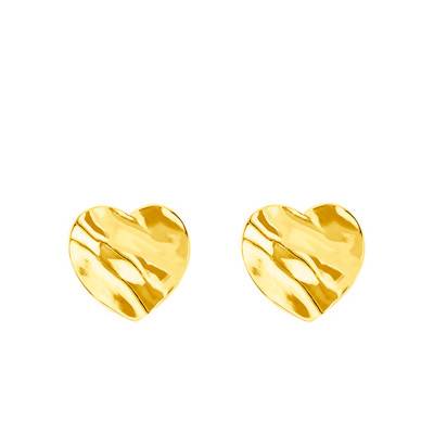 Boucles d'oreilles coeur froissées Or Jaune 375 - Scarlett or Scarlett