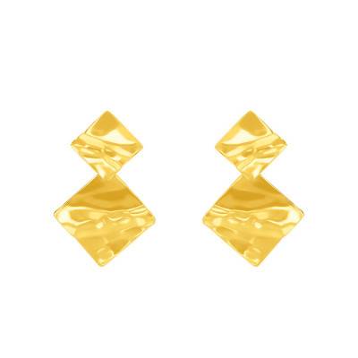 Boucles d'oreilles losanges froissés Or Jaune 375 - Scarlett or Scarlett