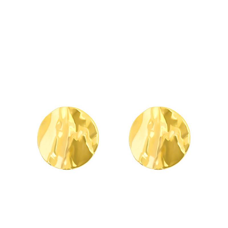 375 Yellow Gold Round Crinkle Stud Earrings - Maison Ballet by Scarlett