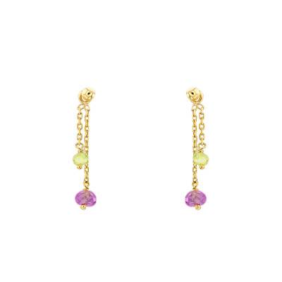 Boucles d'Oreilles Tourmalines et Péridots Or jaune - Scarlett or Scarlett