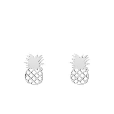 Boucles d'oreilles fantaisie ananas, Or Blanc 375 - Scarlett or Scarlett