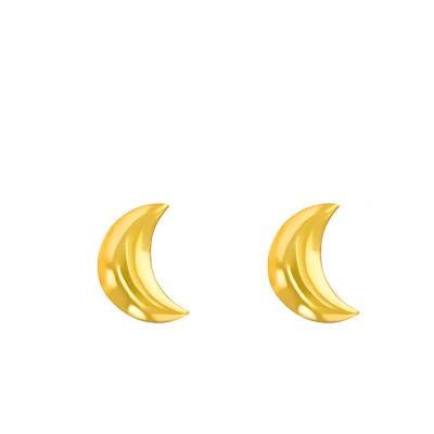 375/1000 Yellow Gold Domed Moon Earrings - Maison Ballet by Scarlett