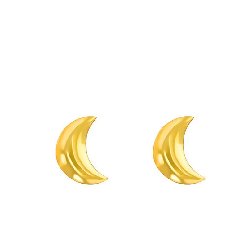 375/1000 Yellow Gold Domed Moon Earrings - Maison Ballet by Scarlett