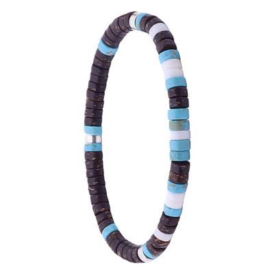 Bracelet turquoise, perles coco et heishi, Longueur 16 cm ou 18,5 cm - Sixtystones