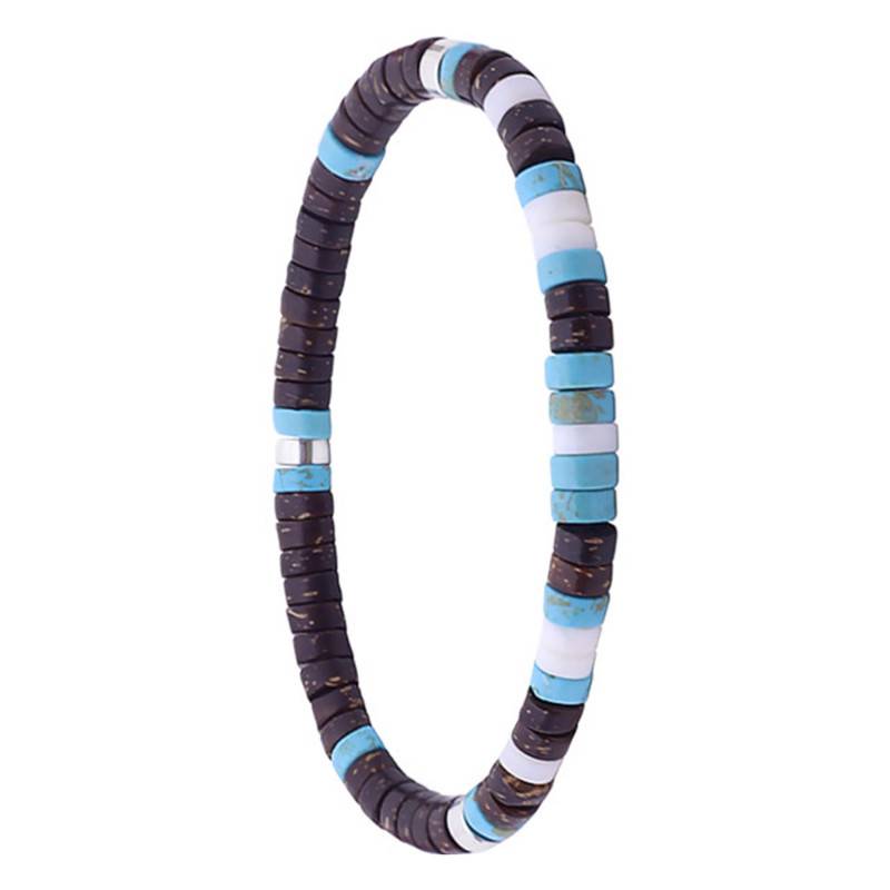 Turquoise, Coconut Bead, and Heishi Bracelet, Length 16 cm or 18,5 cm - Sixtystones